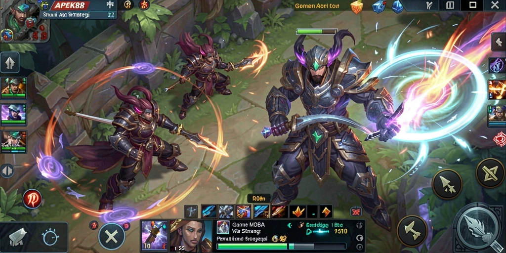 Screenshot gameplay APEK88 menampilkan aksi seru di arena MOBA.