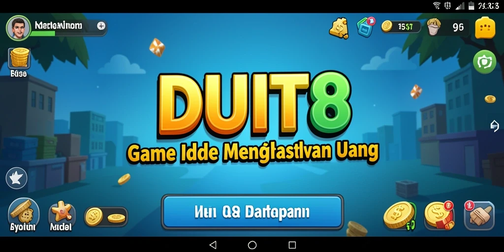 Screenshot gameplay DUIT8 yang menampilkan proses pengumpulan uang.