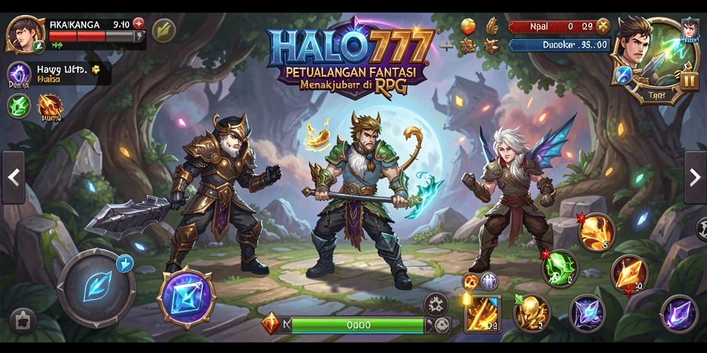 Tampilan gameplay seru dalam dunia fantasi RPG HALO777.