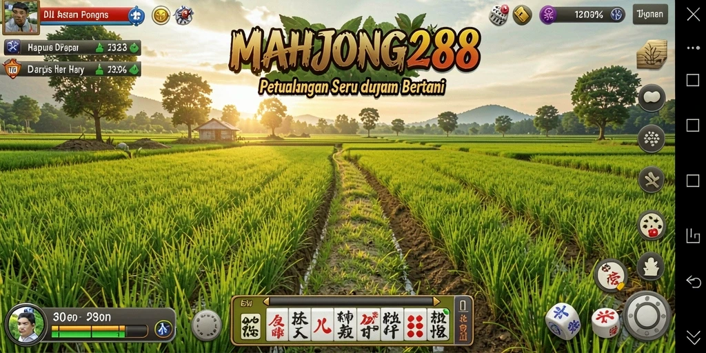 Tangkapan layar dari gameplay MAHJONG288 yang menampilkan kebun yang indah.