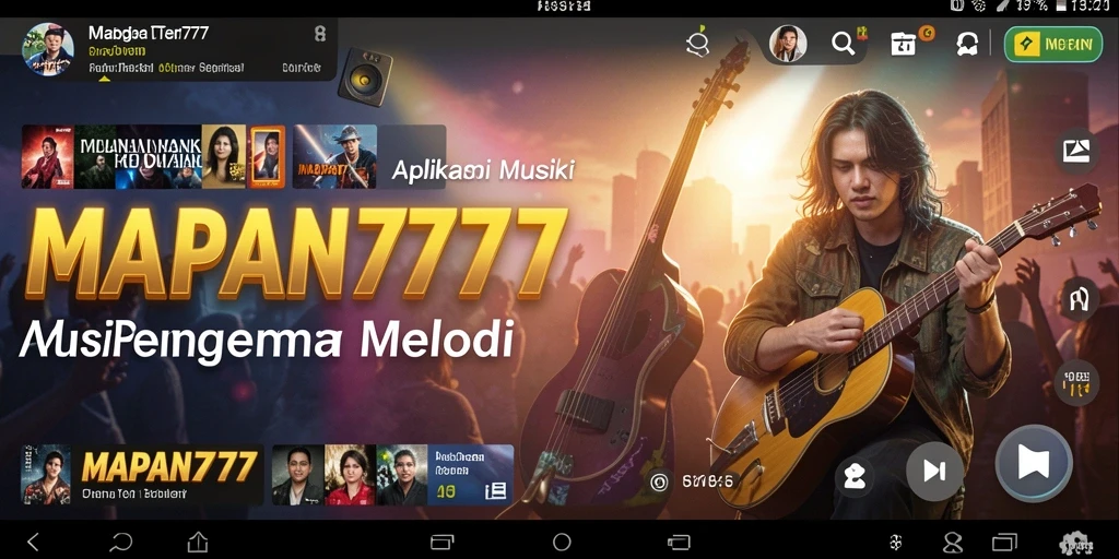 Screenshot MAPAN777 menunjukkan pengguna menikmati musik dengan antarmuka yang menarik.