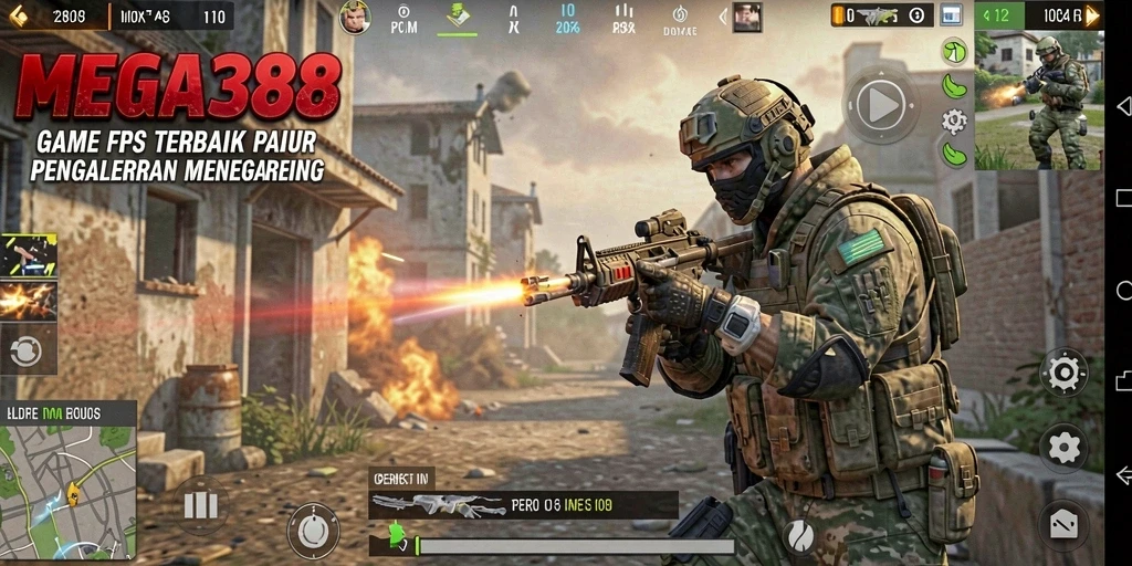 Tampilan menakjubkan dari gameplay MEGA388 dalam perang FPS.