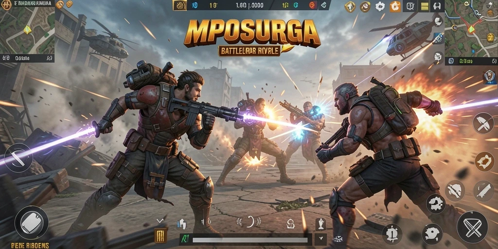 Screenshot MPOSURGA menunjukkan aksi seru permainan Battle Royale.