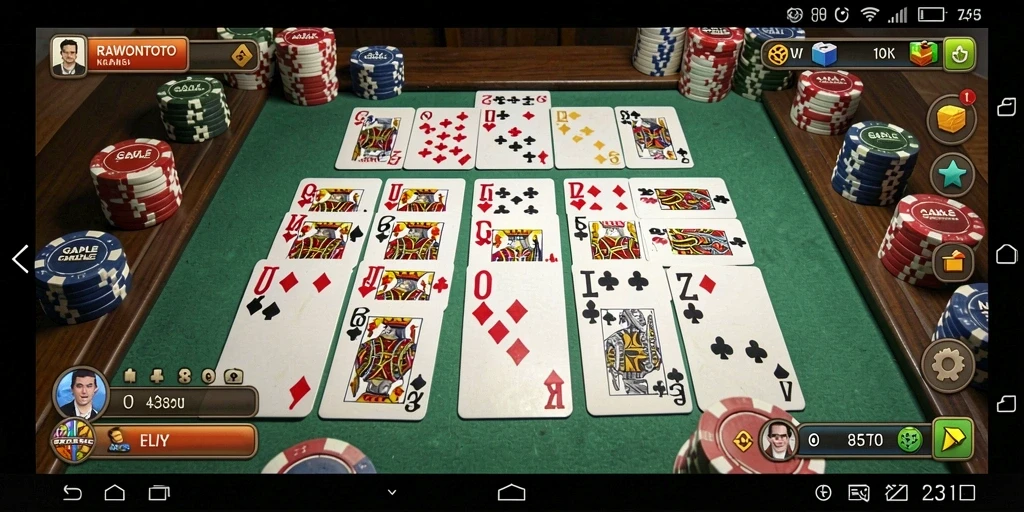 Tampilan gameplay RAWONTOTO yang menampilkan serunya bermain Gaple.