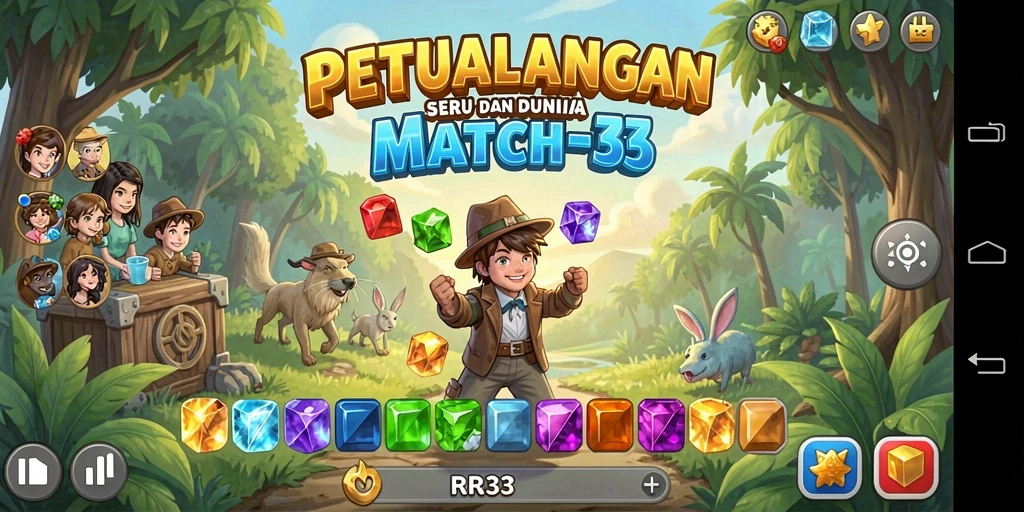 Screenshot gameplay RR33 yang penuh warna dan seru.