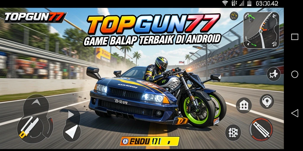 Screenshot gameplay dari balapan seru di TOPGUN77.