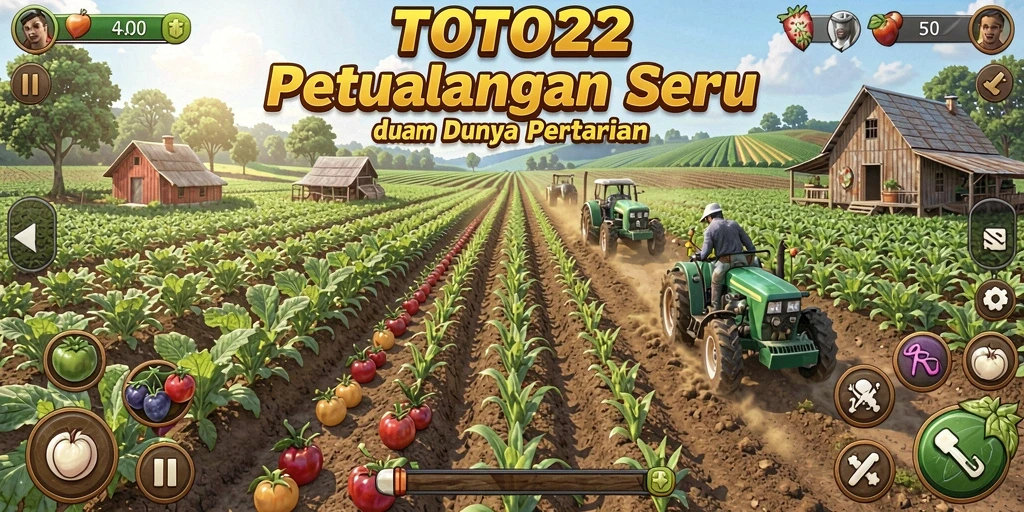 Screenshot gameplay TOTO22 menunjukkan aktivitas bertani yang seru.