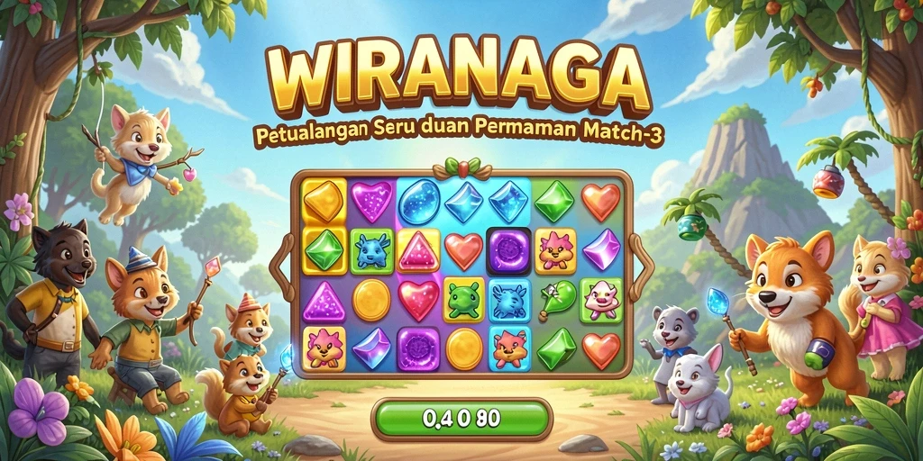 Tangkapan layar gameplay seru WIRANAGA dalam aksi Match-3.